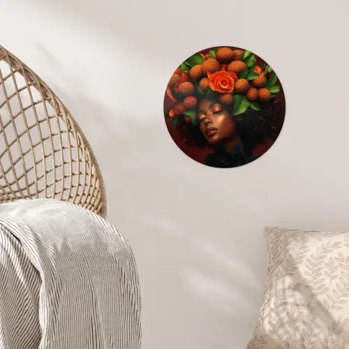 Vrouw - lychee - exotisch Wandcirkel behangsticker klein -sfeer4