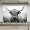 Schotse hooglander - Mist - Zwart - Wit keuken achterwand spatscherm klein -3d_website