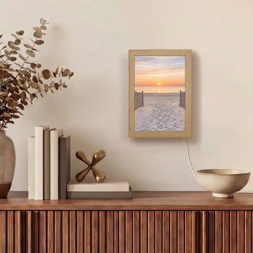 Zonsondergang - Strand - Zand Light Box met kabel (Tafellamp) klein -sfeer2