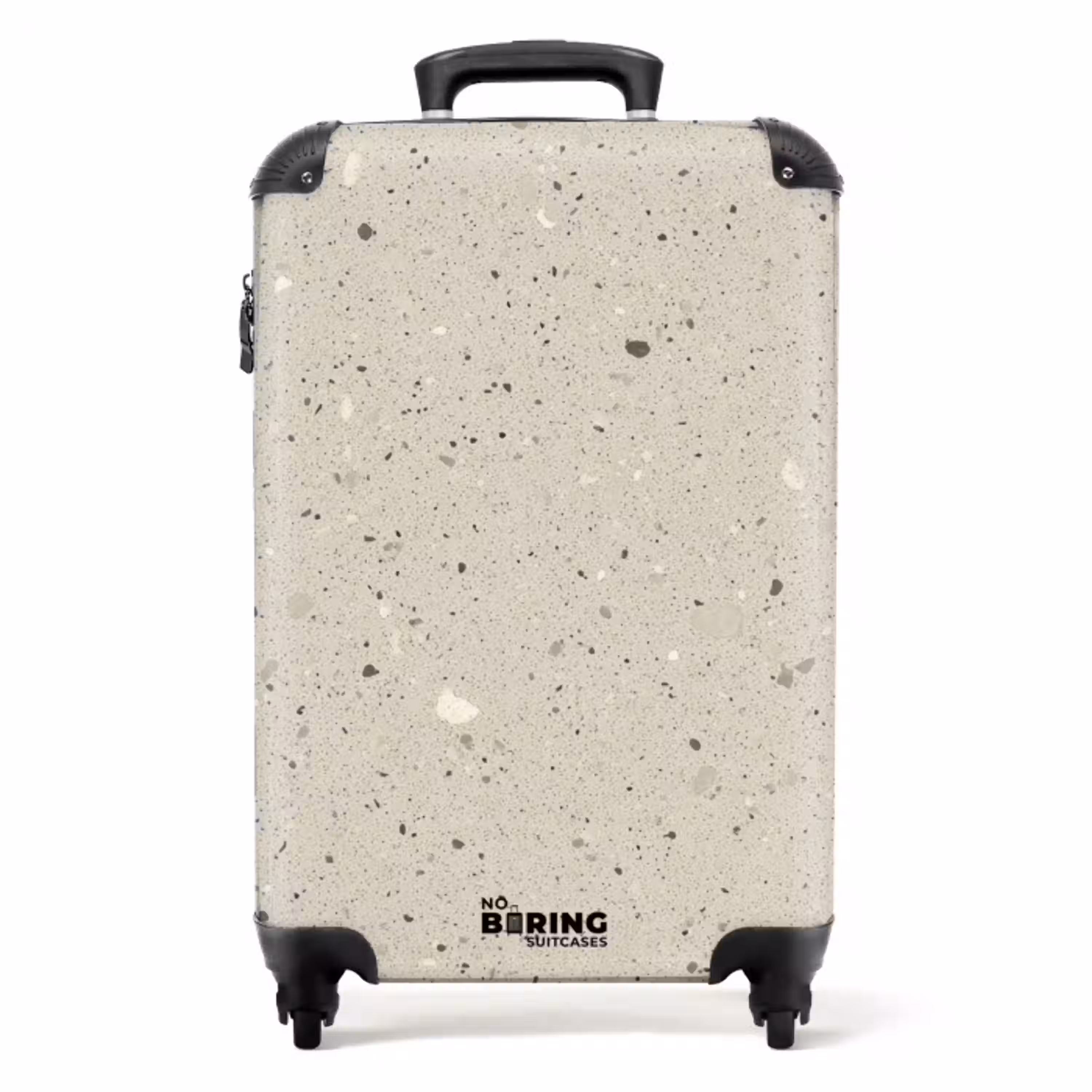 Lichtbeige - Terrazzo - Grijs NBS - Handbagage koffer - Volwassenen Unisex middel -productfoto_recht