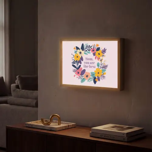 Bloemenkrans - Kleurrijk - Moeder Light Box met batterij (Wandlamp) middel -sfeer1