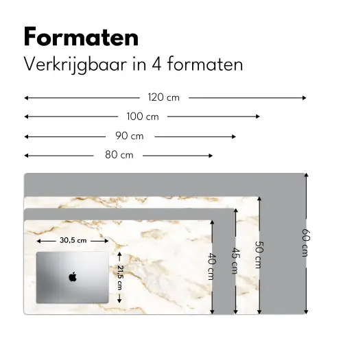 Marmer - Kalk - Goud - Luxe - Marmerlook - Wit Muismat XXL klein -sfeer5