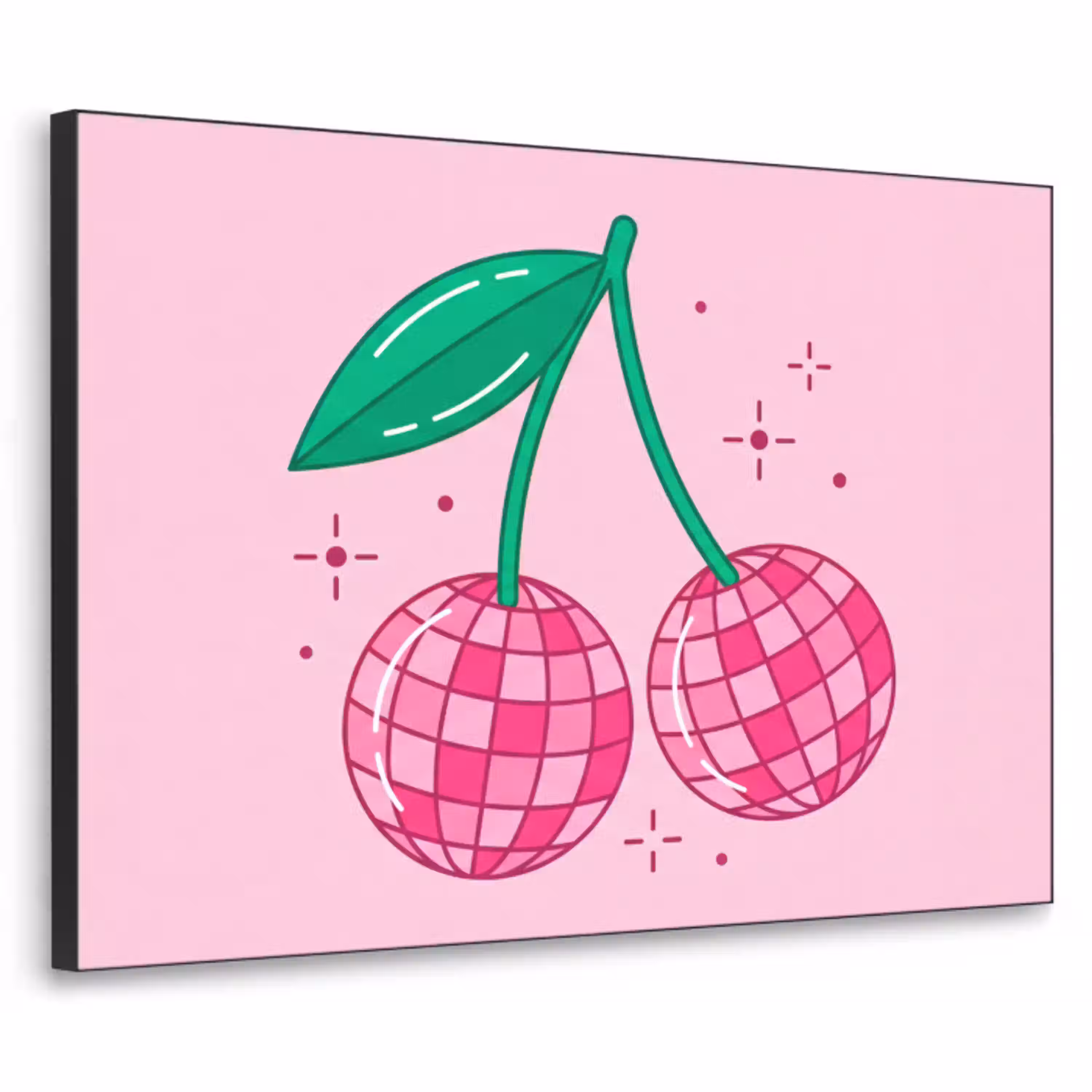 Decoratie - Disco-bal - Feest - Roze Textielframe zwart klein -3d