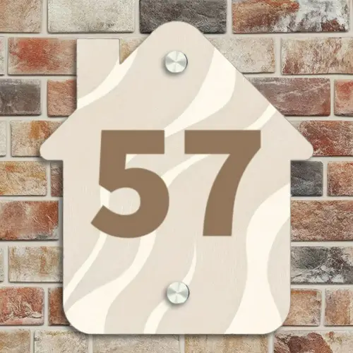 Beige golven - Traditioneel Naambord Huisje klein -sfeer6
