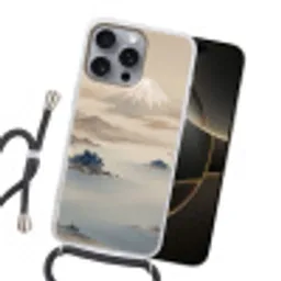 Japans - Landschap - Beige Hoesje iPhone 16 Pro Max met koord klein -sfeer1