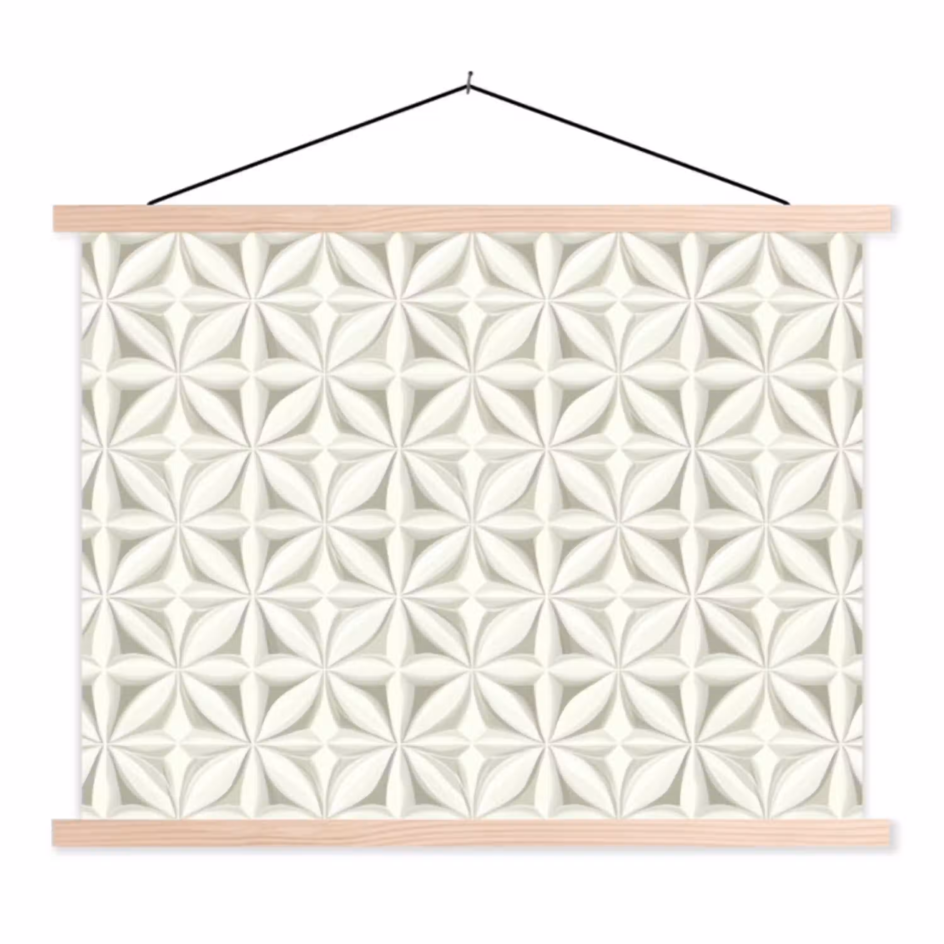 Abstract - Structuur - Grijs - Wit textielposter latten blank klein 122 -3d
