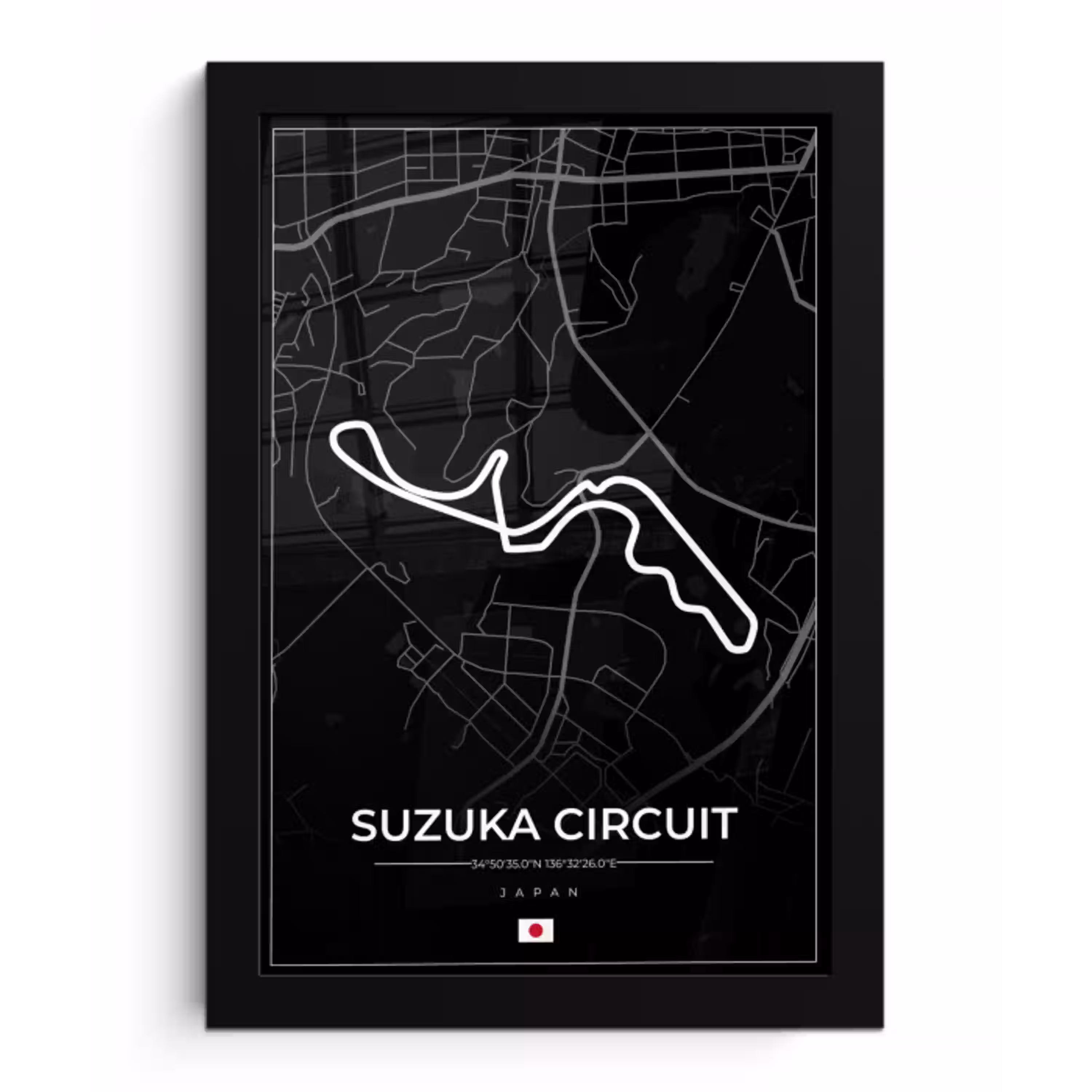 F1 - Racing - Japan - Suzuka Circuit - Racebaan - Zwart fotolijst zwart zonder passe partout klein -3d