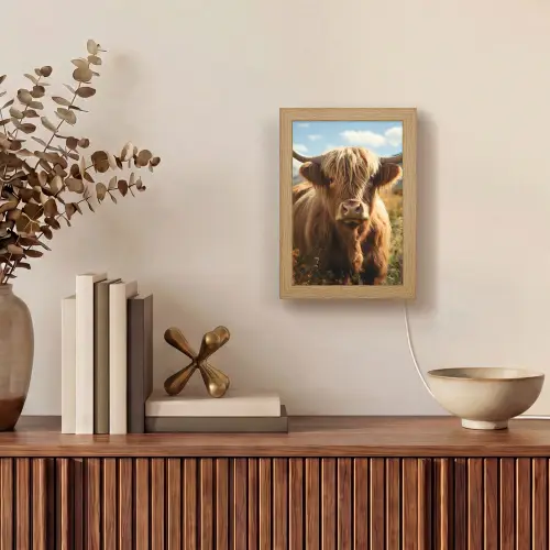 Schotse hooglander - Dieren portret - Natuur - Dier Light Box met kabel (Tafellamp) klein -sfeer2