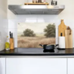 Landschap - Minimalistisch - Beige Inductie beschemer met haakjes klein -sfeer2