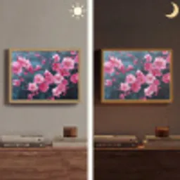 Bloem - Bloesems - Roze - Abstract Light Box met batterij (Wandlamp) middel -sfeer3