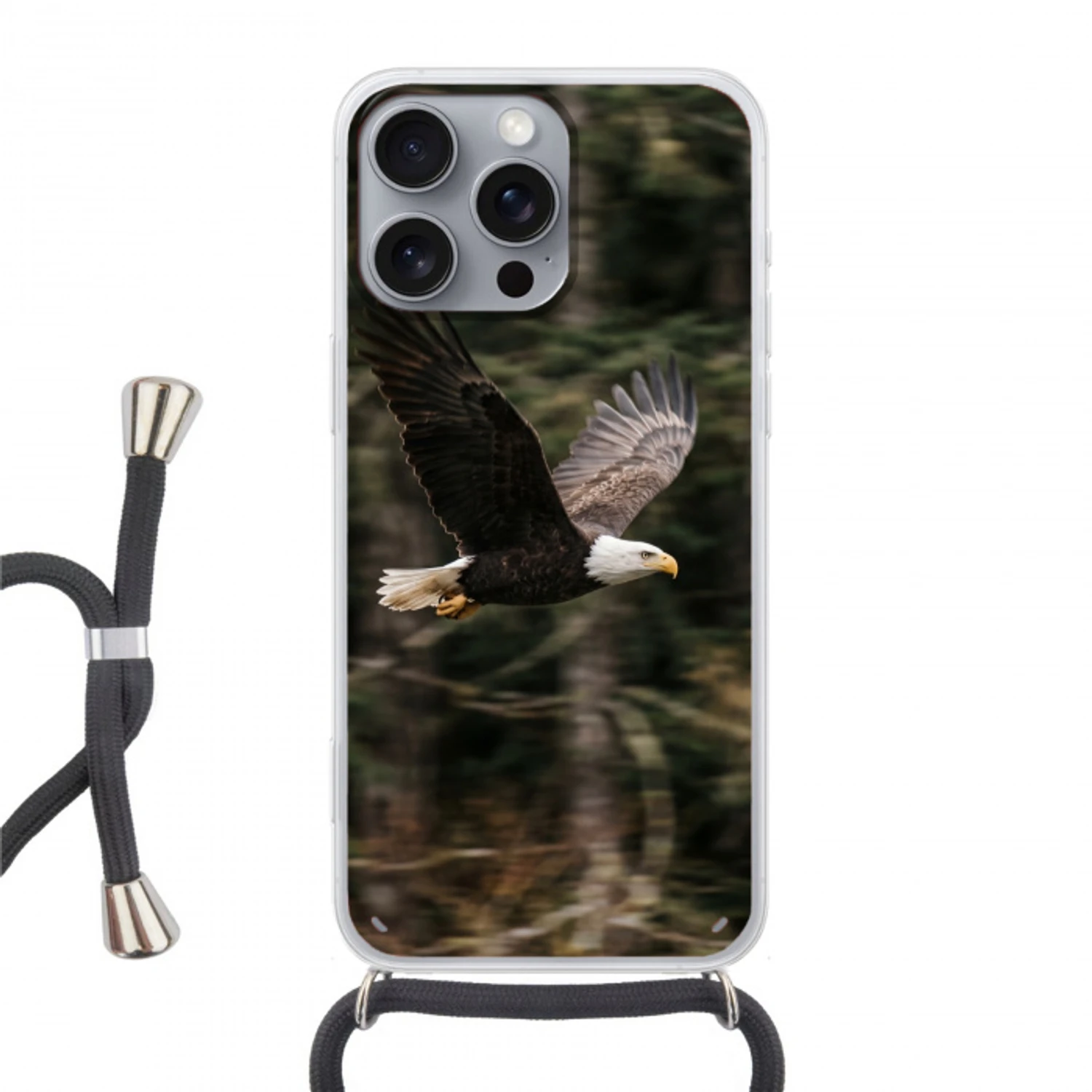 Zeearend - Vliegen - Bos - Natuur Hoesje iPhone 16 Pro Max met koord klein -3d
