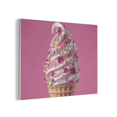 Softijs - Edelstenen - Roze - Hoorntje PET vilt klein -3d