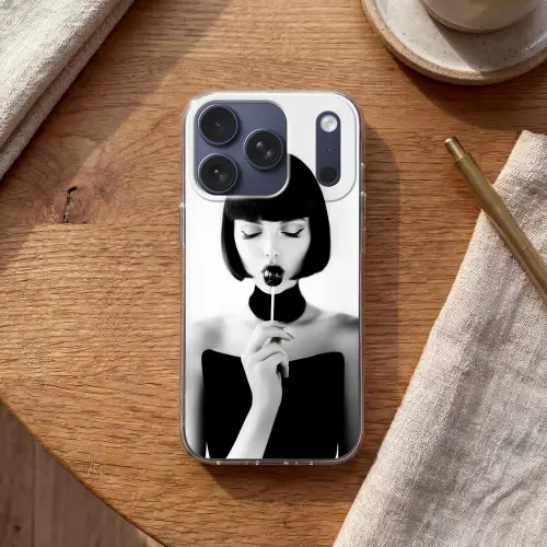 Vrouw - Lolly - Zwart - Wit Telefoonhoesje iPhone 17 Pro klein -sfeer1