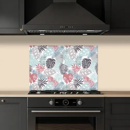 Bladeren - Jungle - Pastel - Tropisch keuken achterwand spatscherm klein -sfeer1