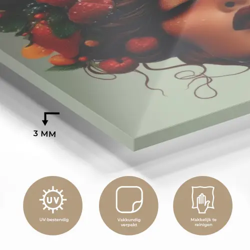 Vrouw - Chocolade - Frambozen - Aardbeien - Koekjes plexiglas 5mm klein -sfeer2