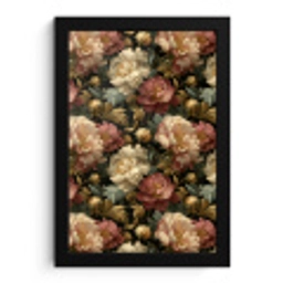 Bloemen - Barok - Patroon - Roze - Crème fotolijst zwart zonder passe partout klein 224 -3d