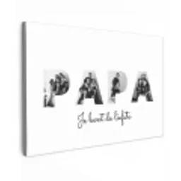 Papa - Lettercollage Tuinposter op houten frame 2 cm dik klein -3d