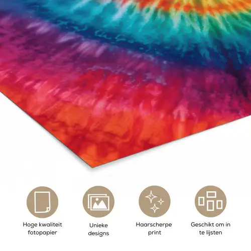 Regenboogkleuren - Tie dye - poster papier klein -closeup_NL