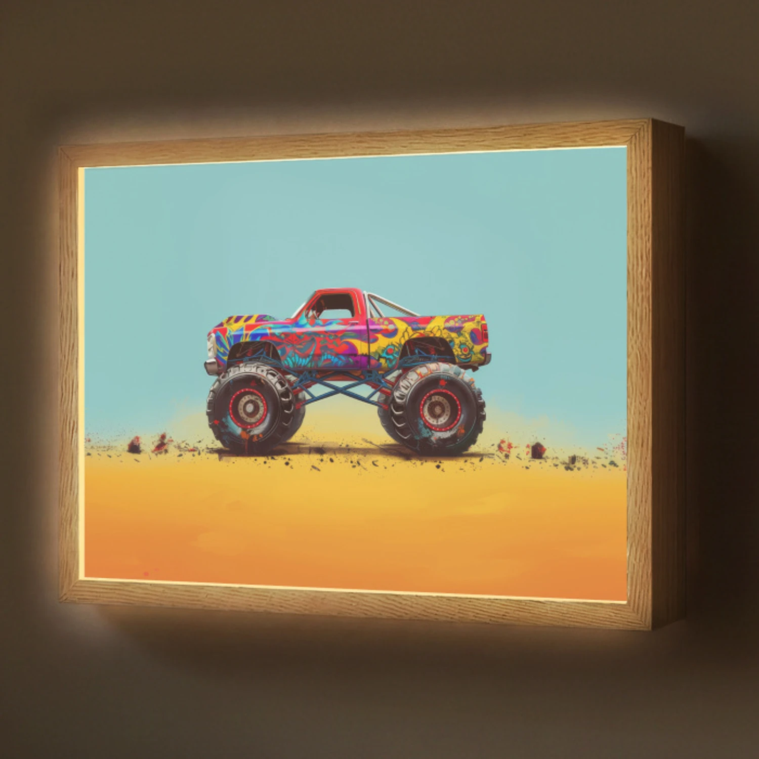 Monstertruck - Graffiti - Jongens - Auto Light Box met batterij (Wandlamp) middel -z3d_website