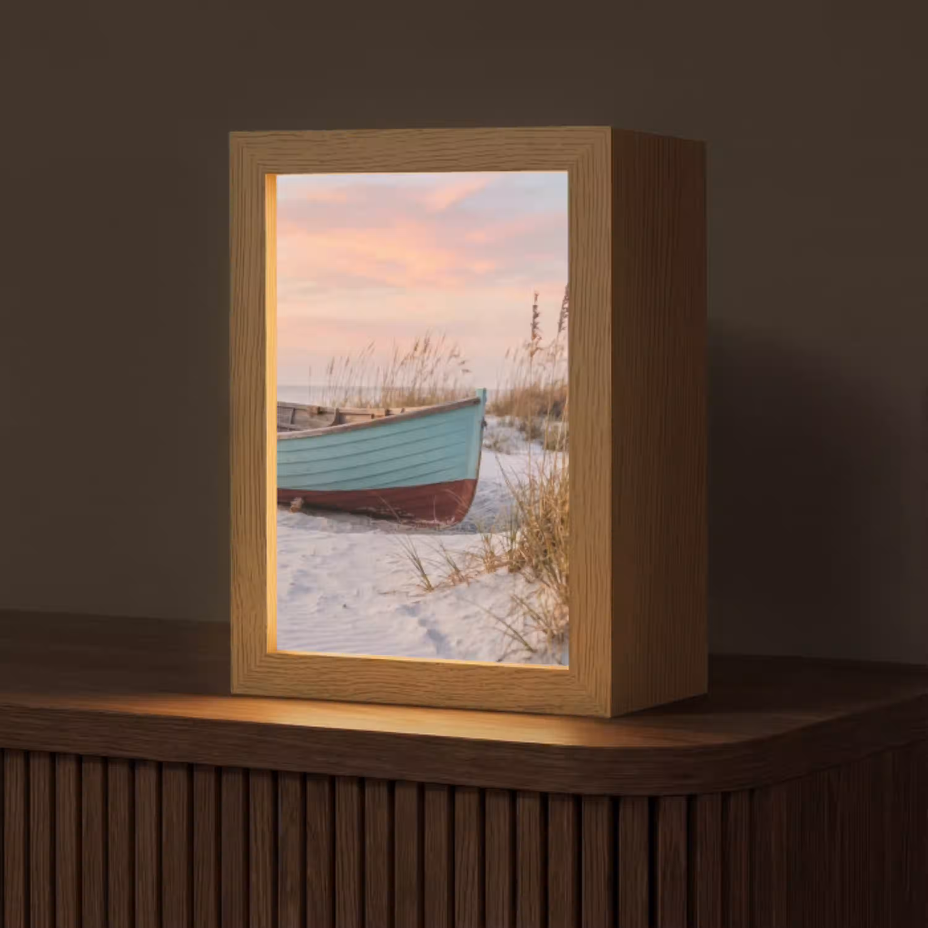 Rustiek - Roeiboot - Zandstrand Light Box met kabel (Tafellamp) klein -z3d_website