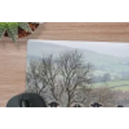 Schapen - Rij - Weide - Dieren - Platteland muismat rubber klein -closeup