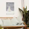 Ijsbeer - Sneeuw - Sterren - Blauw tuinposter los doek klein -sfeer7