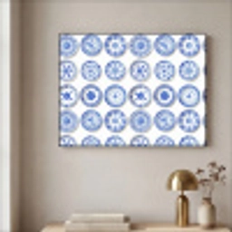 Borden - Bloemen - Patroon - Blauw Textielframe zwart klein 947 -sfeer2