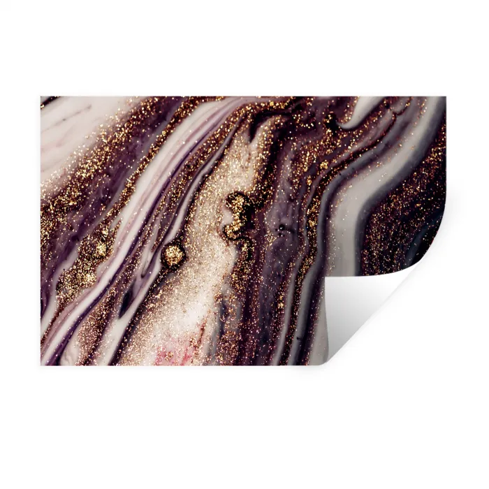 Marmer - Roze - Goud - Glitter - Marmerlook Muursticker klein -3d