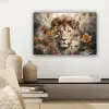 Leeuw - Wilde dieren - Planten - Natuur - Bloemen canvas 2cm klein -sfeer6