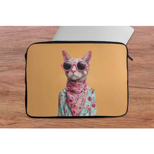 Zonnebril - Kat - Sjaal - Bloemen laptophoes neopreen klein -tafel
