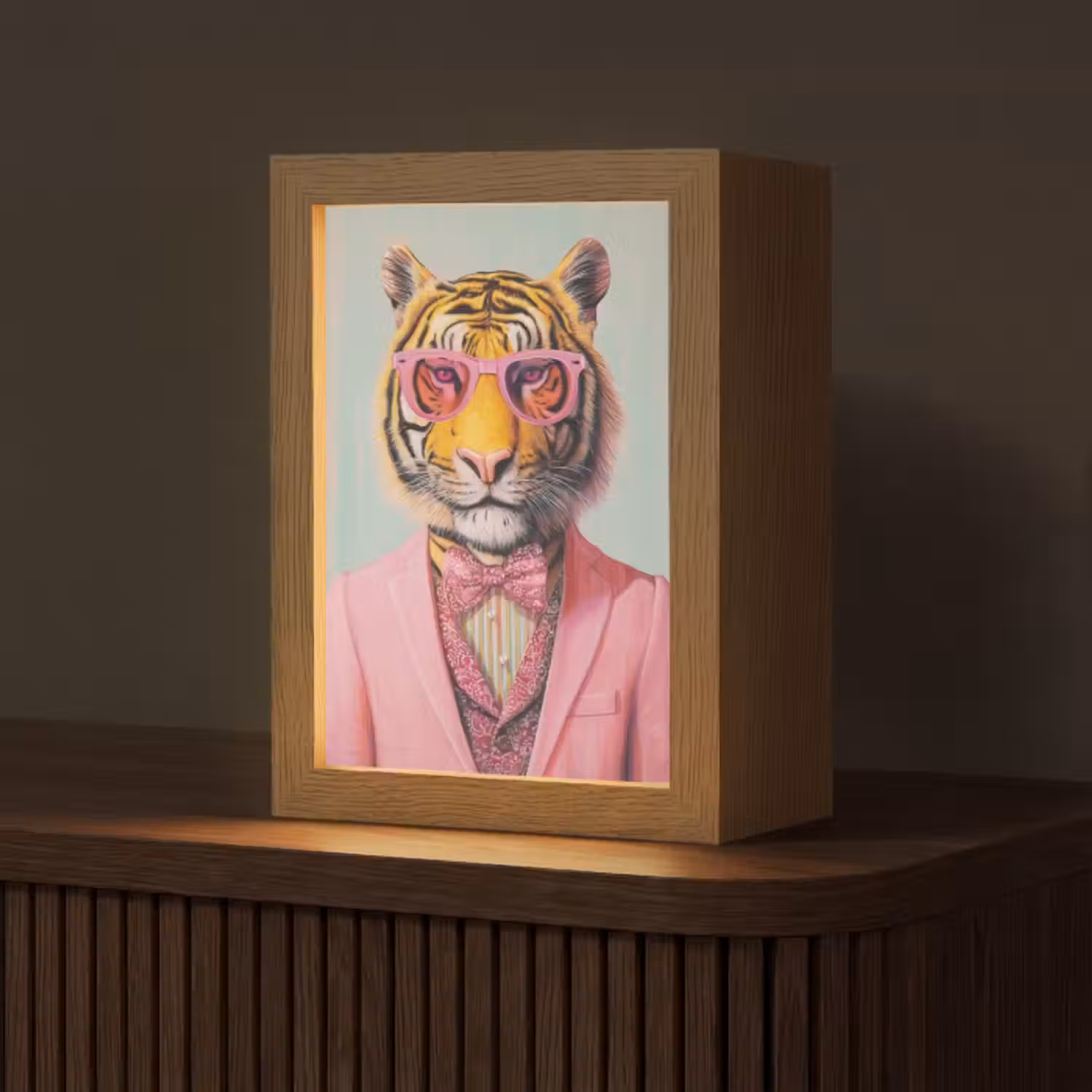 Tischlampe - Tiger - Fliege - Jacke - Rosa
