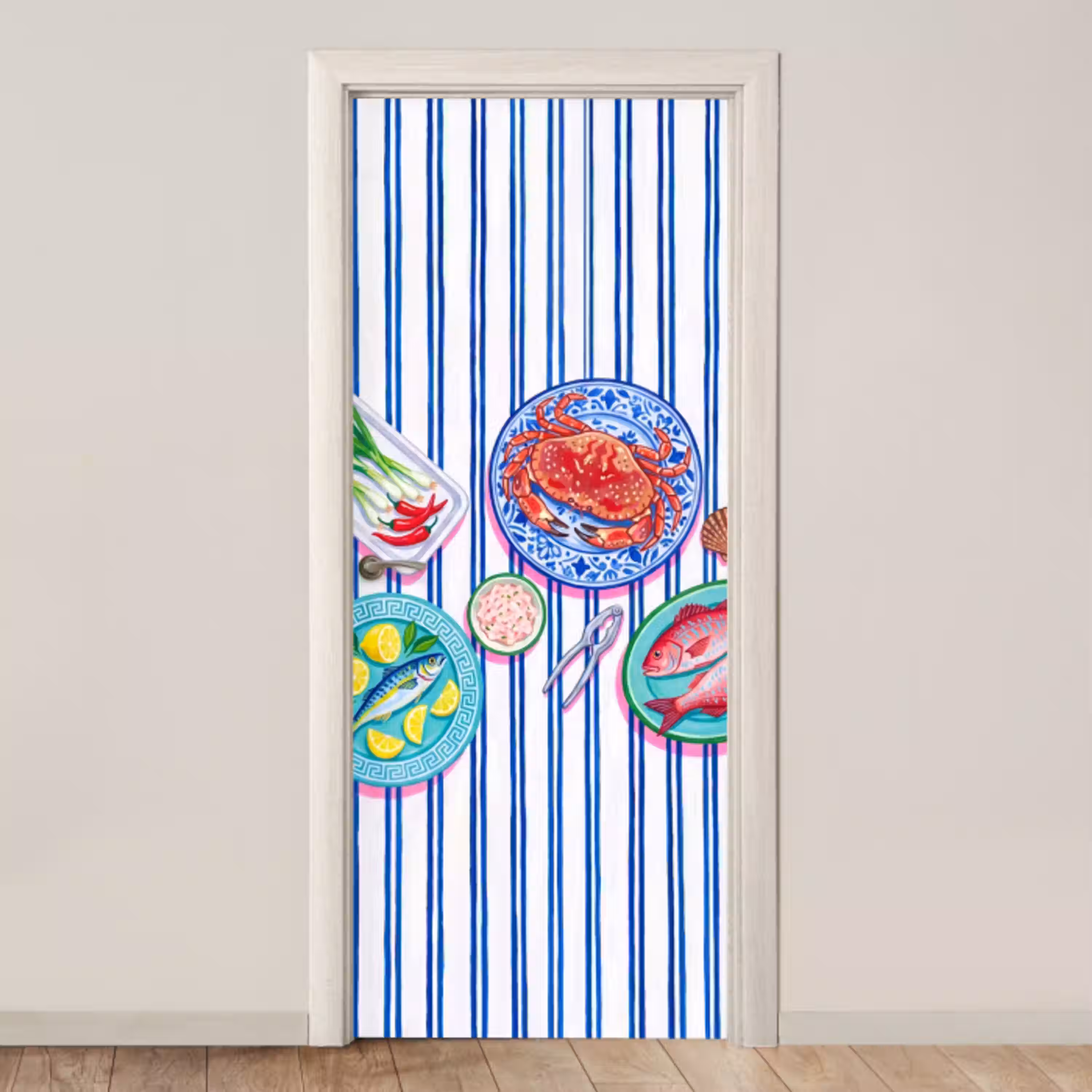 Zeevruchten - Eten - Kleurrijk deurposter klein -3d_beige