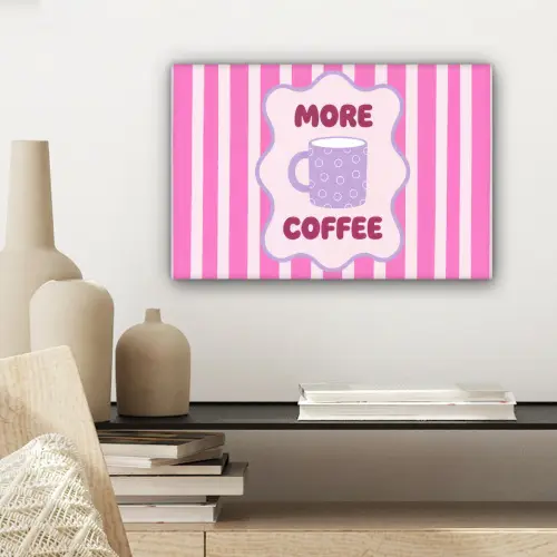 More coffee - Roze - Paars - Strepen - Mok canvas 2cm klein -sfeer6