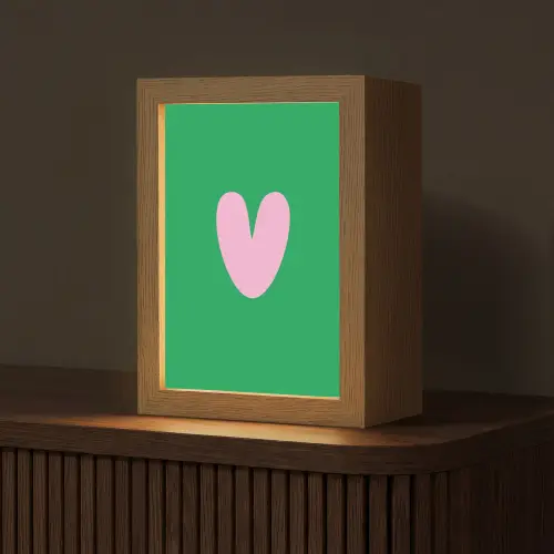 Groen - Hart - Minimalistisch - Valentijn Light Box met kabel (Tafellamp) klein -z3d_website