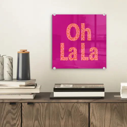 Oh la la - Luipaardprint - Roze plexiglas 5mm klein -sfeer1
