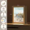 Strand - Zee - Fiets - Vintage - Bloemen Light Box met kabel (Tafellamp) klein -USP_NL