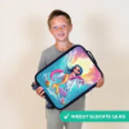 Zeemeermin met gouden staart met een witte eenhoorn Kinderkoffer - Zwart klein -sfeer4_NL