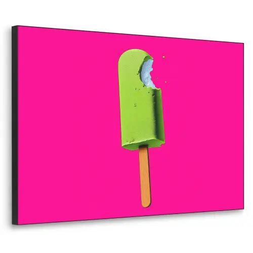 Ijsje - Stokje - Minimalistisch - Groen Textielframe zwart klein -3d