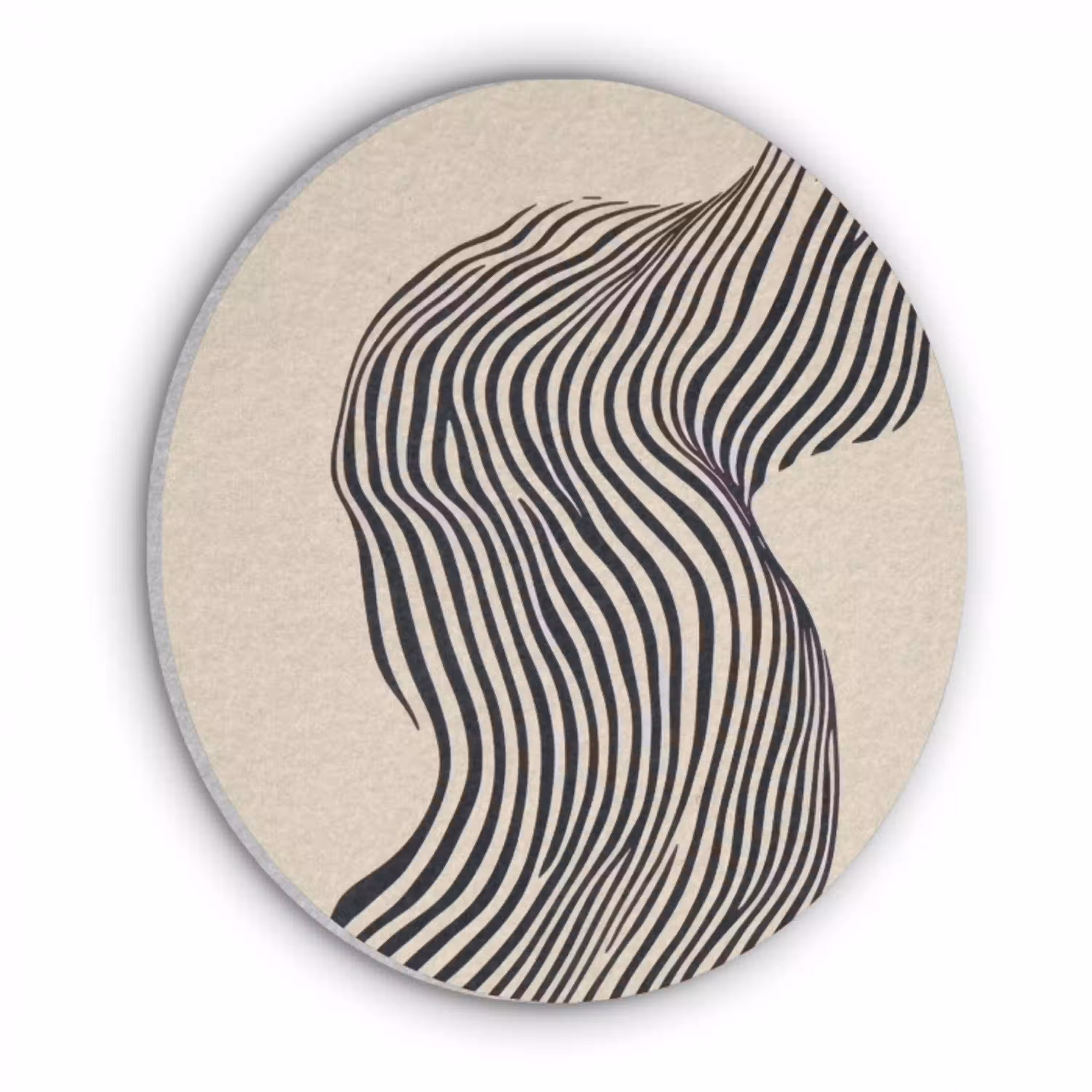Golvend - Lijnen - Abstract - Silhouet Akoestische PET Vilt - Rond klein -3d