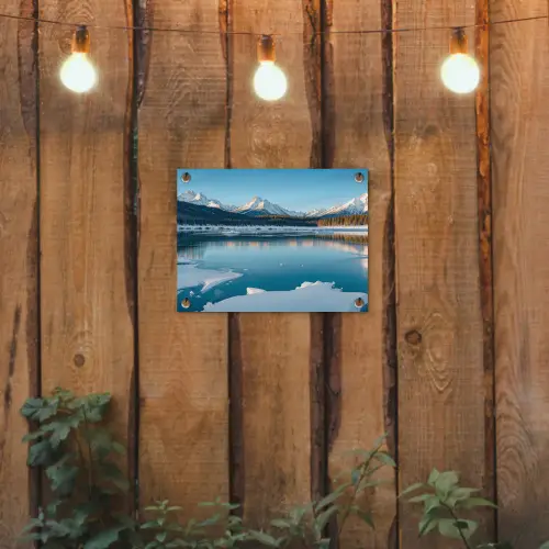 Landschap - Winter - Meer - Bergen - Uitzicht - IJs tuinposter los doek klein -sfeer1