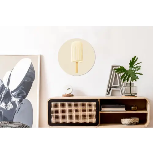 Minimalistisch - Waterijsje - Stokje - Beige Wandcirkel aluminium klein -kantoor