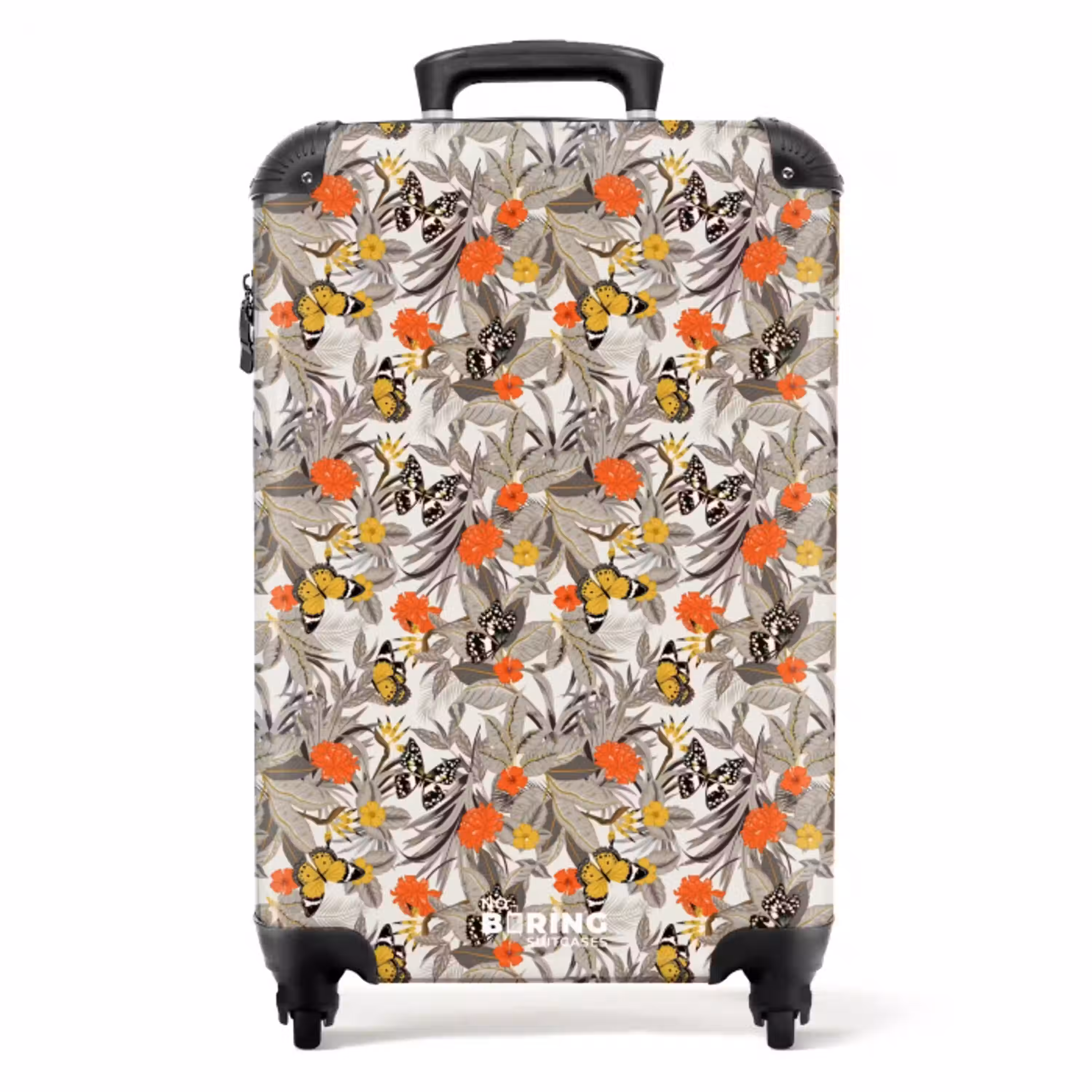 Tropisch vlinder patroon oranje geel NBS - Handbagage koffer - Kinderen Unisex middel -productfoto_recht