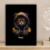 Kat met kleurrijk vest en oranje bril canvas 2cm klein -sfeer1