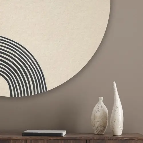 Geometrische bogen - Minimalistisch - Symmetrisch Akoestische PET Vilt - Rond klein -sfeer5_closeup