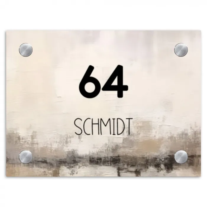 Geschilderd - Modern Naambord Rechthoek middel -3d
