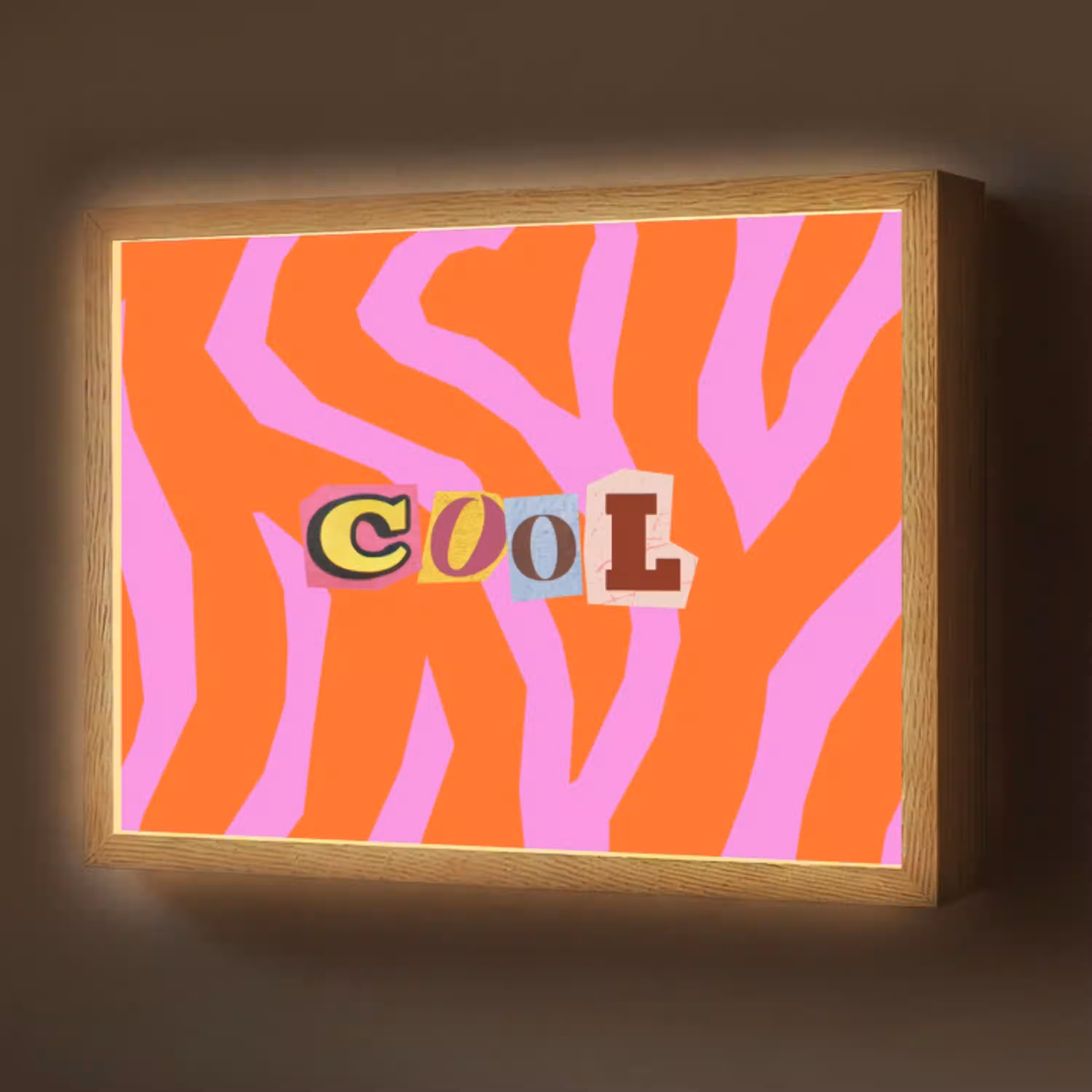 Zebraprint - Grafisch - COOL - Oranje Light Box met batterij (Wandlamp) middel -z3d_website