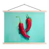 Chilipepers - Geverfd - Rood textielposter latten blank klein -3d
