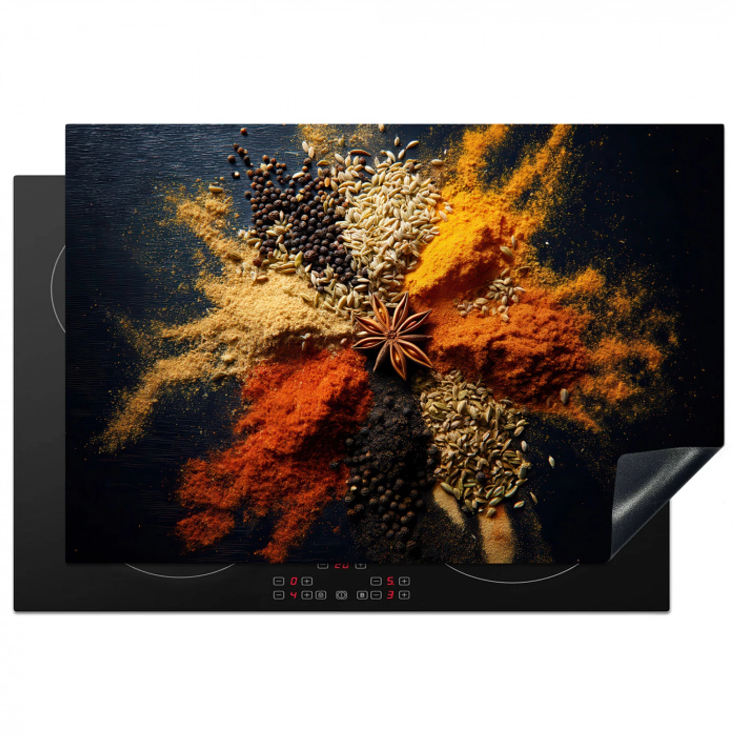 Specerijen - Explosie - Oranje Inductie beschermer vinyl 3mm klein -3d