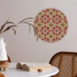Bloemen - Retro - Groen Akoestische PET Vilt - Rond klein 838 -sfeer3