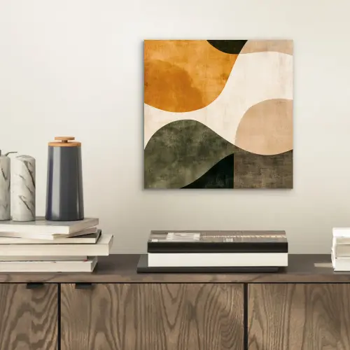 Vormen - Okergeel - Abstract aluminium wit klein -sfeer1